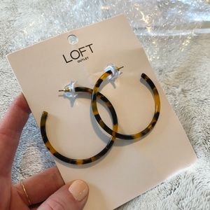 Loft leopard resin hoop earrings. NWT. Never used